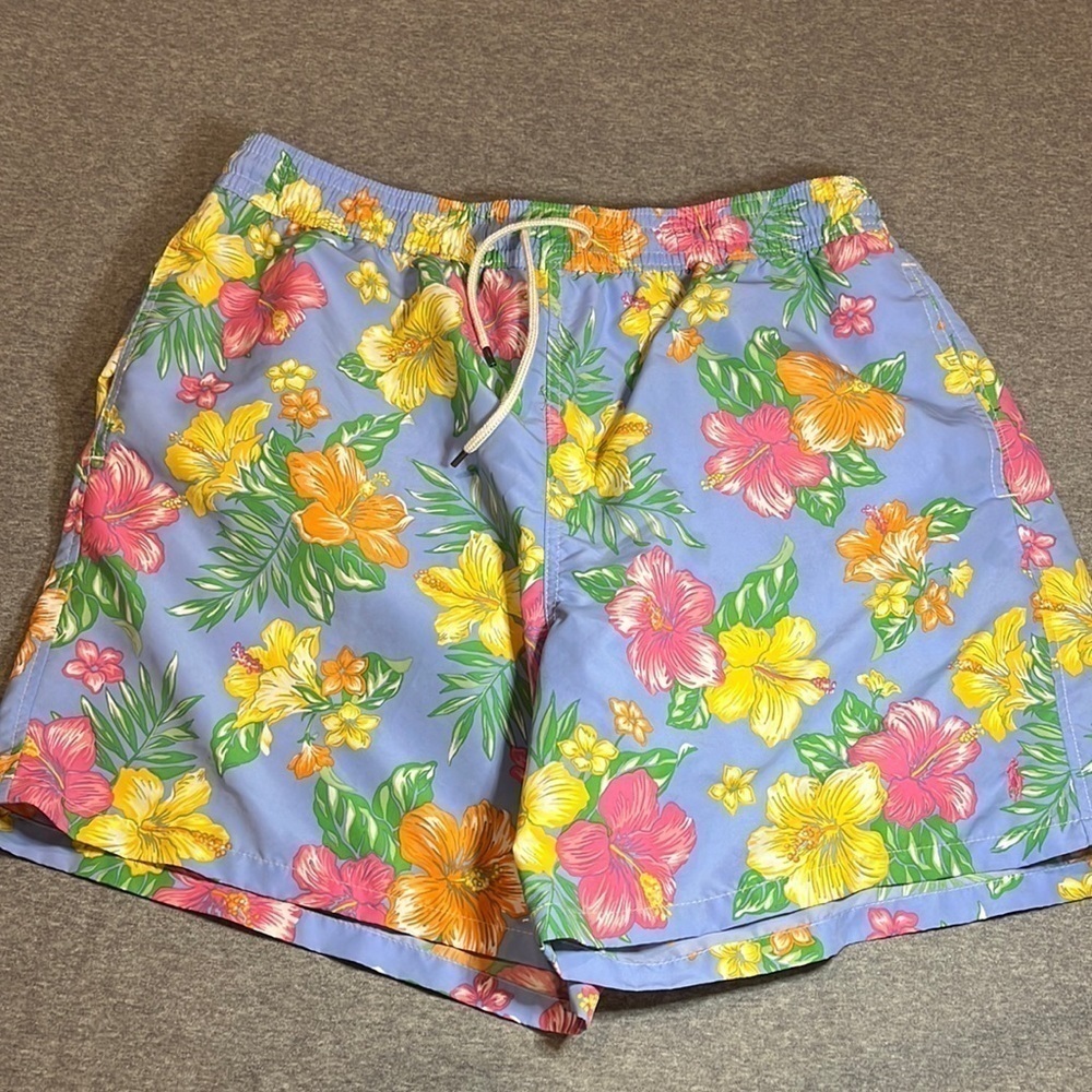 Polo by Ralph Lauren Floral Swim Trunks - Blue, Yellow, Pink